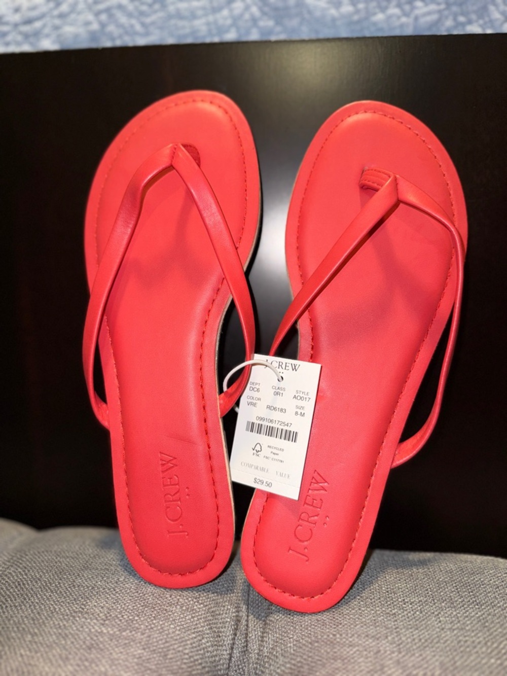 J. Crew Women's Coral-Red Flip Flop Sandals